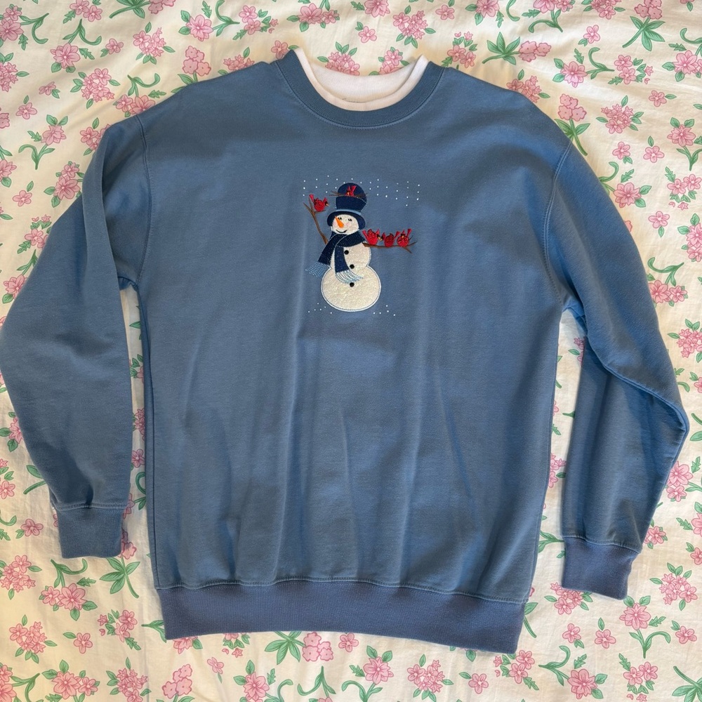 light blue double collar grandma sweater